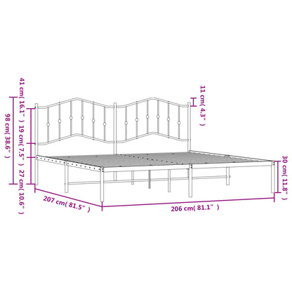 Bettgestell mit Kopfteil Metall Schwarz 200x200 cm