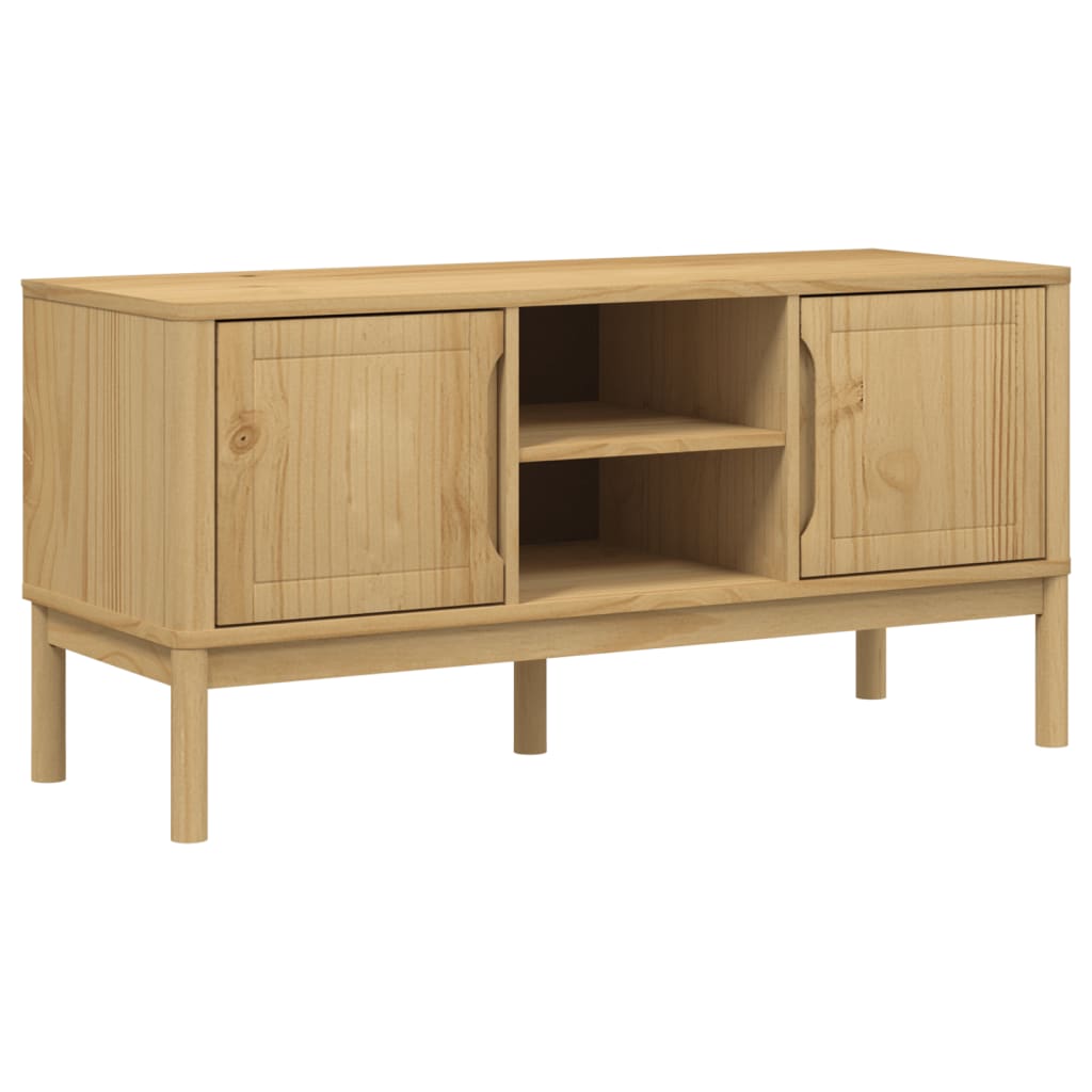 TV-Schrank FLORO Wachsbraun 114x43x55 cm Massivholz Kiefer