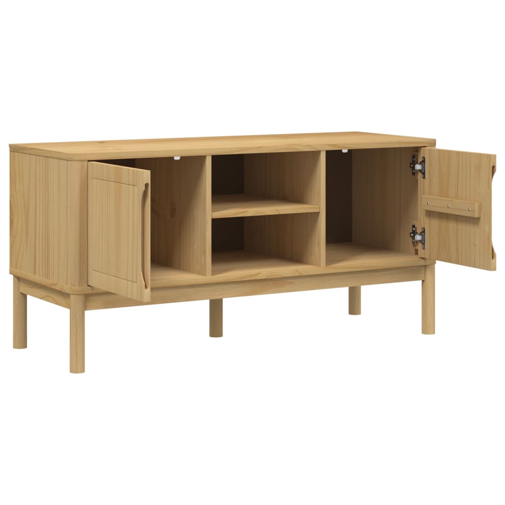 TV-Schrank FLORO Wachsbraun 114x43x55 cm Massivholz Kiefer