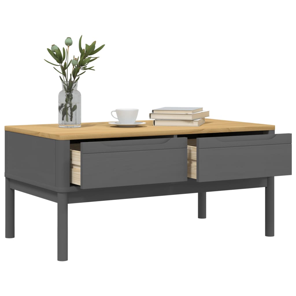 Couchtisch FLORO Grau 99x55,5x45 cm Massivholz Kiefer