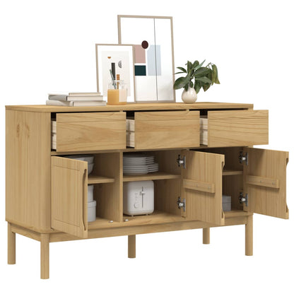 Sideboard FLORO Wachsbraun 114x43x74 cm Massivholz Kiefer