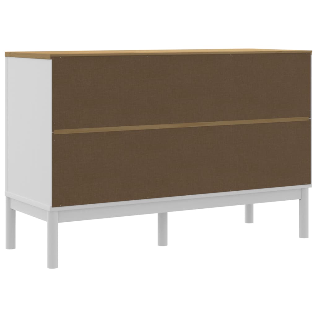 Sideboard FLORO Weiß 114x43x74 cm Massivholz Kiefer