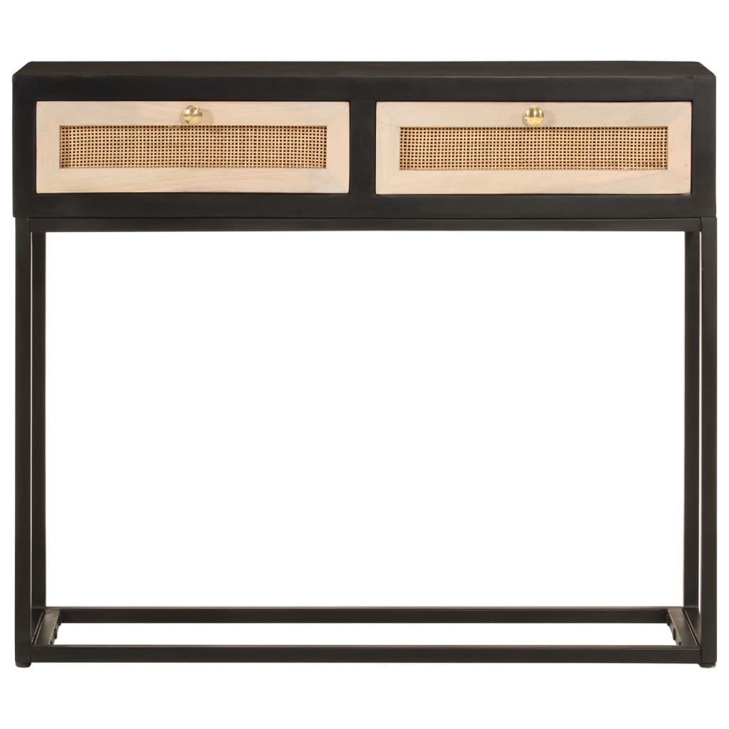 Konsolentisch Schwarz 90x30x76 cm Massivholz Mango und Eisen