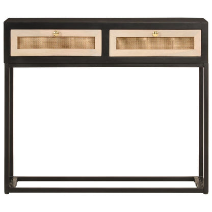 Konsolentisch Schwarz 90x30x76 cm Massivholz Mango und Eisen