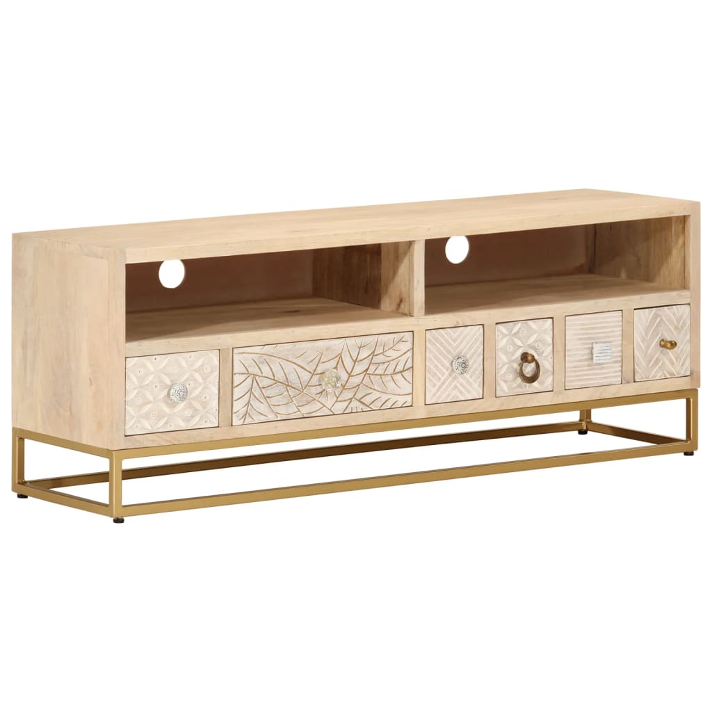 TV-Schrank 110x30x40 cm Massivholz Mango und Eisen