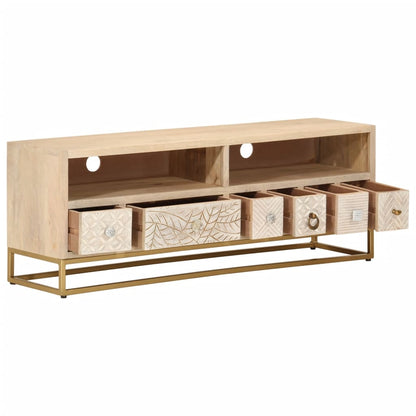 TV-Schrank 110x30x40 cm Massivholz Mango und Eisen