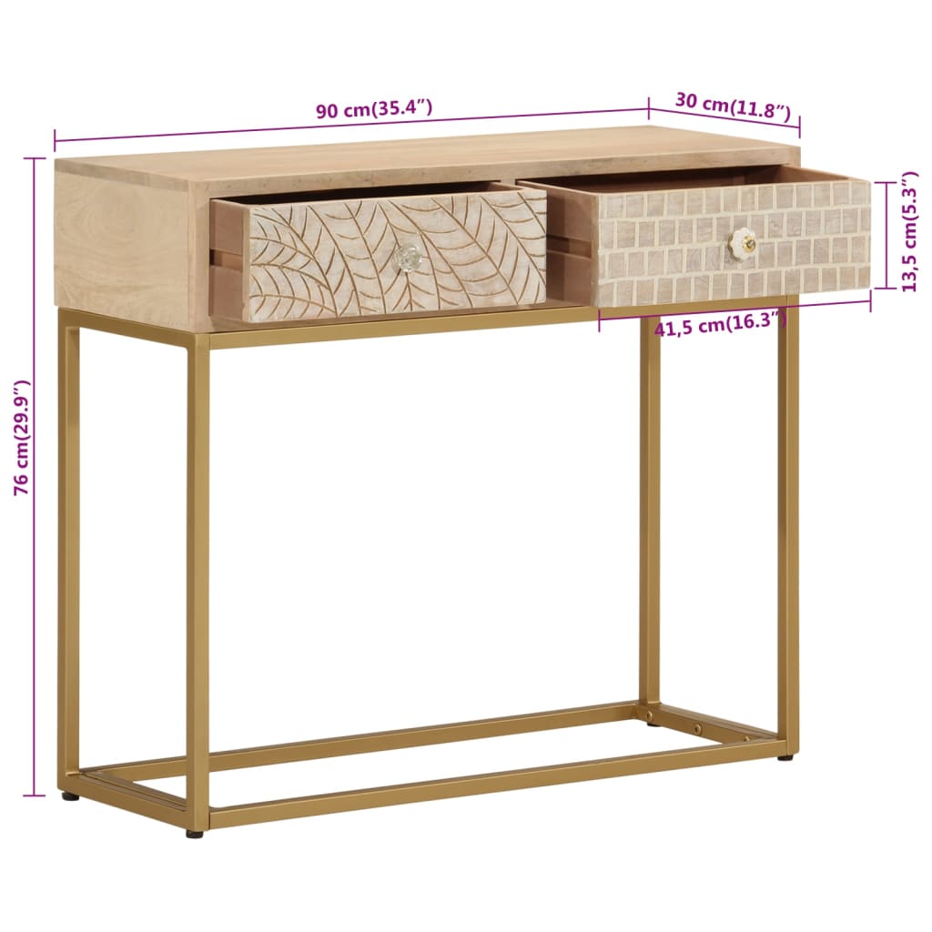 Konsolentisch 90x30x76 cm Massivholz Mango und Eisen