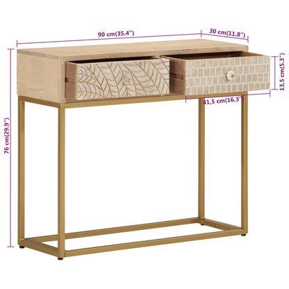 Konsolentisch 90x30x76 cm Massivholz Mango und Eisen