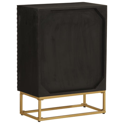 Sideboard Schwarz 55x30x76 cm Massivholz Mango und Eisen