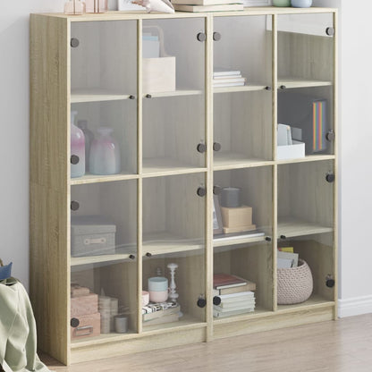 Bücherschrank mit Türen Sonoma-Eiche 136x37x142cm Holzwerkstoff