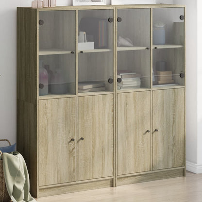 Bücherschrank mit Türen Sonoma-Eiche 136x37x142cm Holzwerkstoff