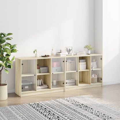 Bücherschrank mit Türen Sonoma-Eiche 204x37x75 cm Holzwerkstoff