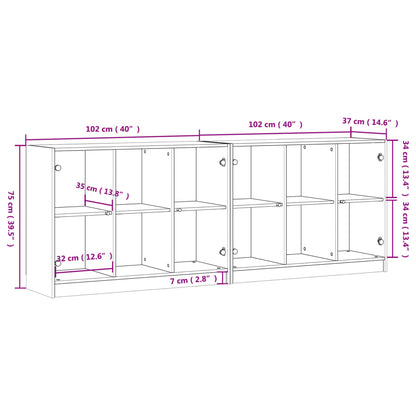 Bücherschrank mit Türen Betongrau 204x37x75 cm Holzwerkstoff