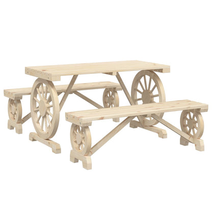 3-tlg. Garten-Essgruppe Massivholz Tanne