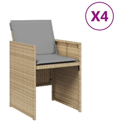 Gartenstühle mit Kissen 4 Stk. Beigemischung Poly Rattan