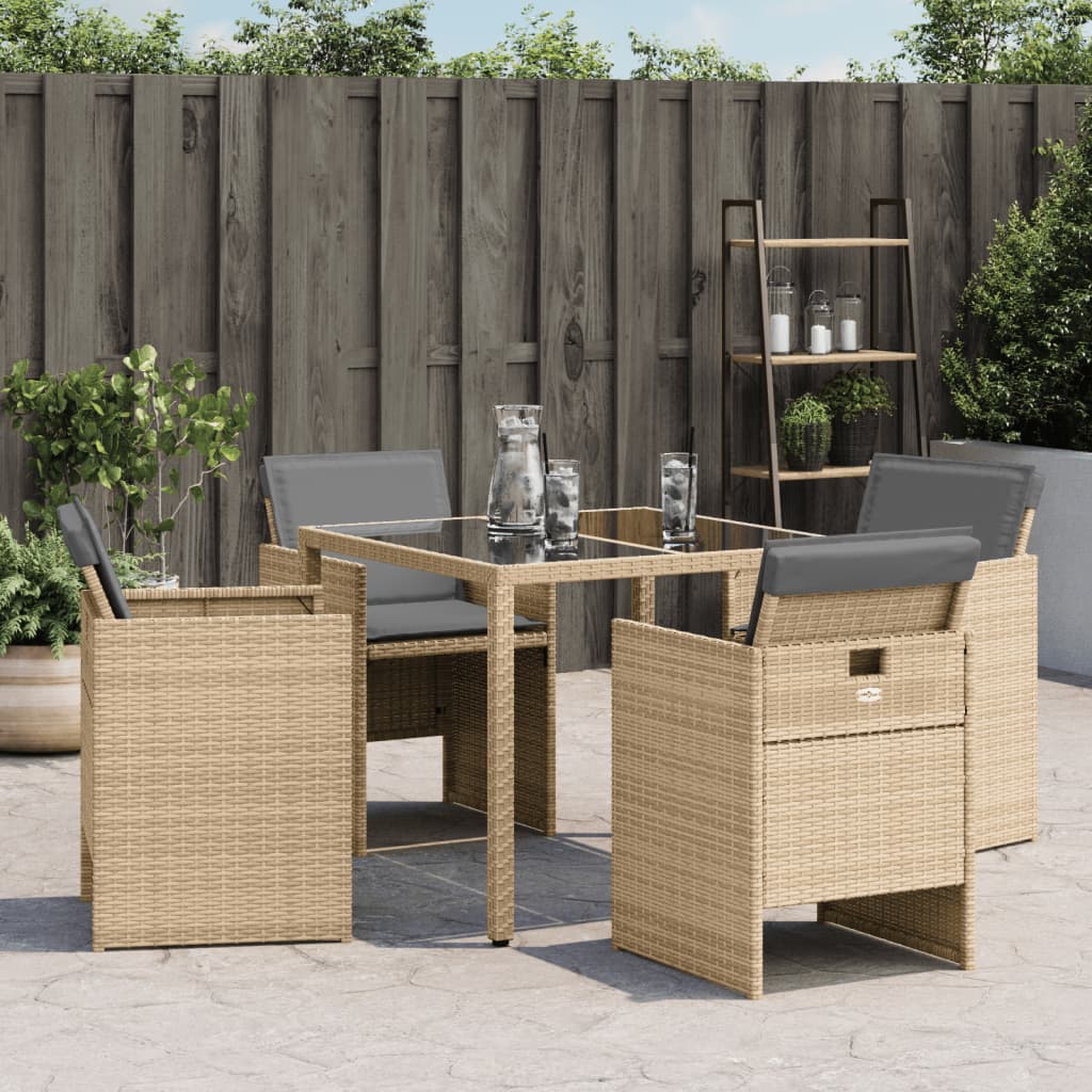 Gartenstühle mit Kissen 4 Stk. Beigemischung Poly Rattan