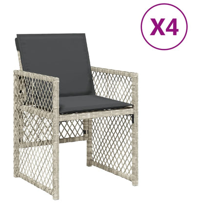 Gartenstühle mit Kissen 4 Stk. Hellgrau Poly Rattan