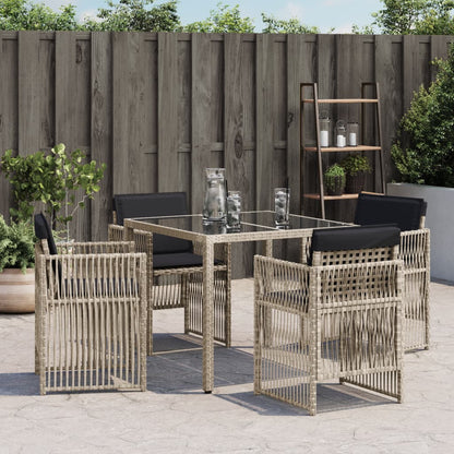 Gartenstühle mit Kissen 4 Stk. Hellgrau Poly Rattan