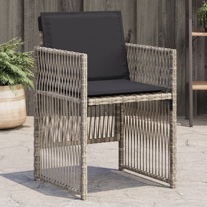 Gartenstühle mit Kissen 4 Stk. Hellgrau Poly Rattan