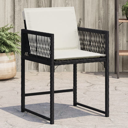 Gartenstühle mit Kissen 4 Stk. Schwarz Poly Rattan