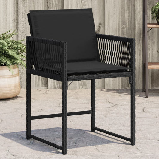 Gartenstühle mit Kissen 4 Stk. Schwarz Poly Rattan