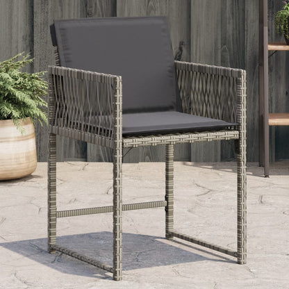 Gartenstühle mit Kissen 4 Stk. Grau Poly Rattan