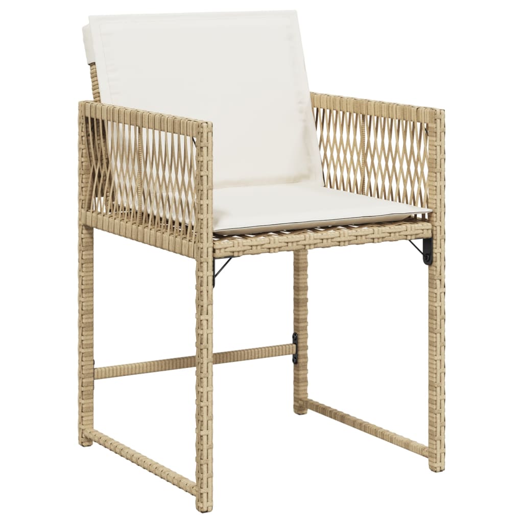 Gartenstühle mit Kissen 4 Stk. Beige Poly Rattan