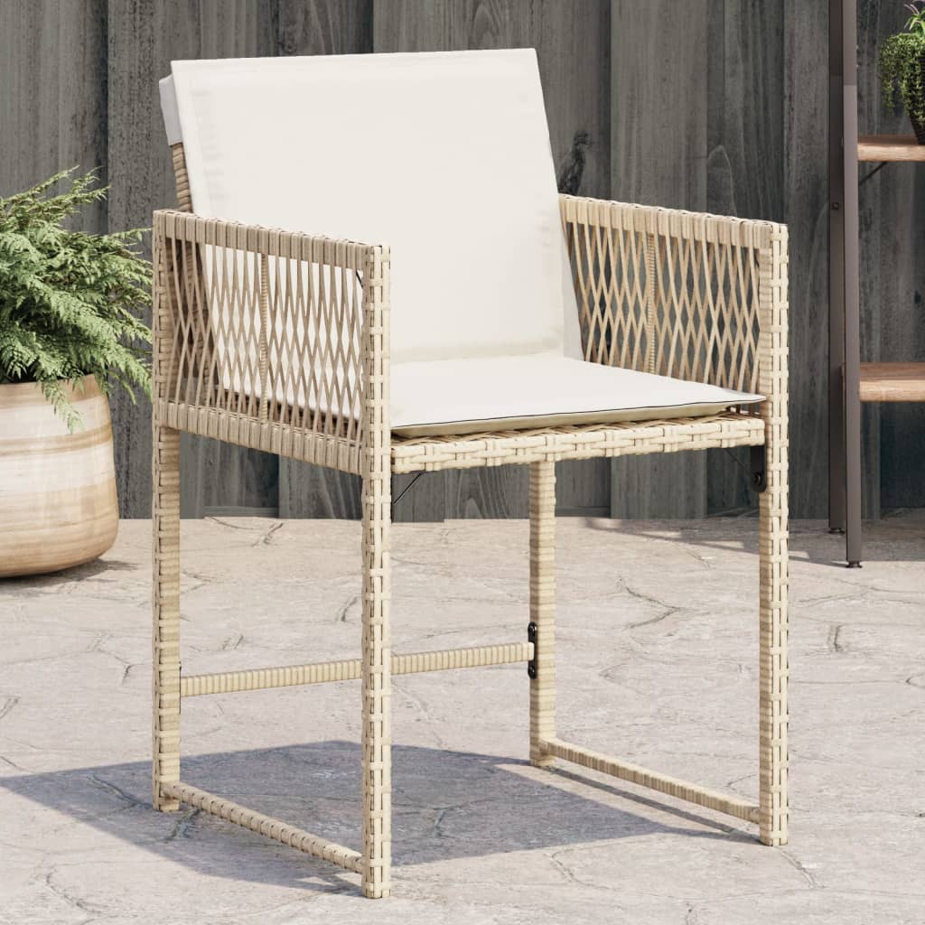 Gartenstühle mit Kissen 4 Stk. Beige Poly Rattan