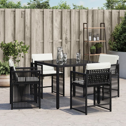 Gartenstühle mit Kissen 4 Stk. Schwarz Poly Rattan