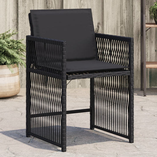 Gartenstühle mit Kissen 4 Stk. Schwarz Poly Rattan