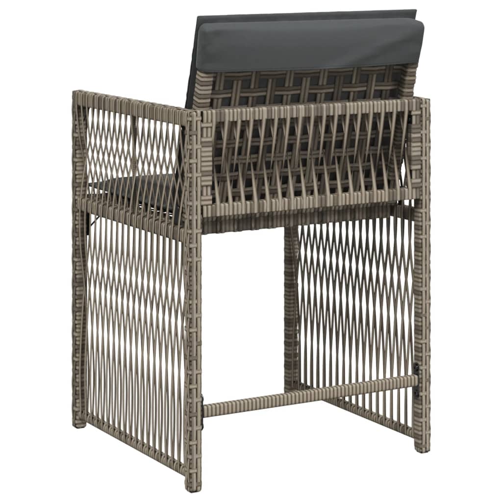 Gartenstühle mit Kissen 4 Stk. Grau Poly Rattan