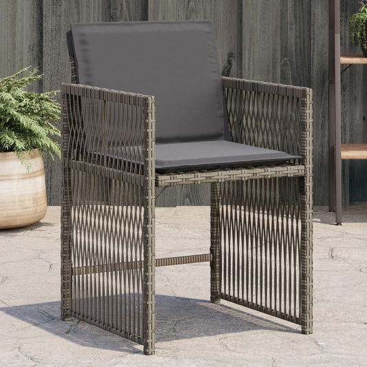 Gartenstühle mit Kissen 4 Stk. Grau Poly Rattan