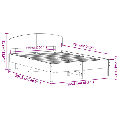 Massivholzbett ohne Matratze 160x200 cm Kiefernholz