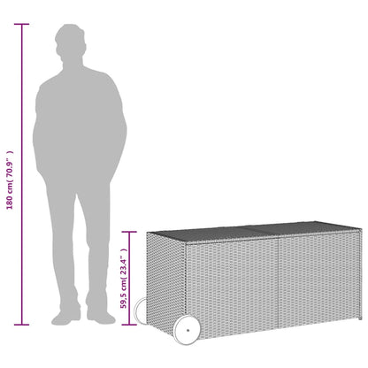 Gartentruhe mit Rollen Braun 283L Poly Rattan