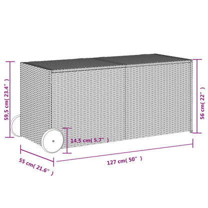 Gartentruhe mit Rollen Grau 283L Poly Rattan