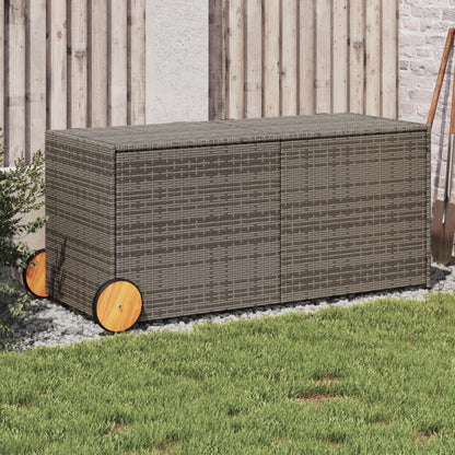 Gartentruhe mit Rollen Grau 283L Poly Rattan