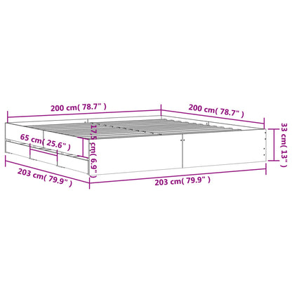 Bettgestell mit Schubladen Weiß 200x200 cm Holzwerkstoff