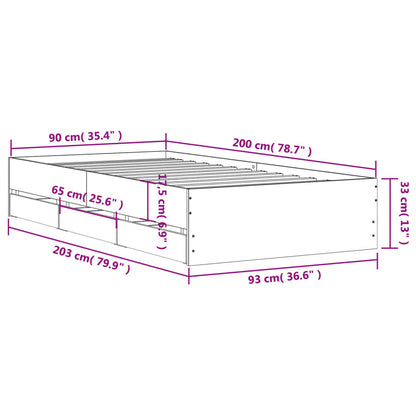 Bettgestell mit Schubladen Schwarz 90x200 cm Holzwerkstoff