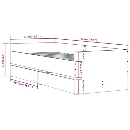 Bettgestell mit Schubladen Sonoma-Eiche 90x200 cm