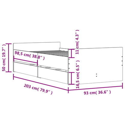 Bettgestell mit Schubladen Sonoma-Eiche 90x200 cm