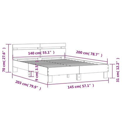 Bettgestell mit Kopfteil Sonoma-Eiche 140x200 cm Holzwerkstoff