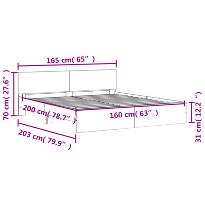 Bettgestell mit Kopfteil Braun Eiche-Optik 160x200 cm