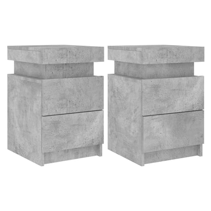 Bedside tables with LED lights 2 pcs. Concrete grey 35x39x55 cm