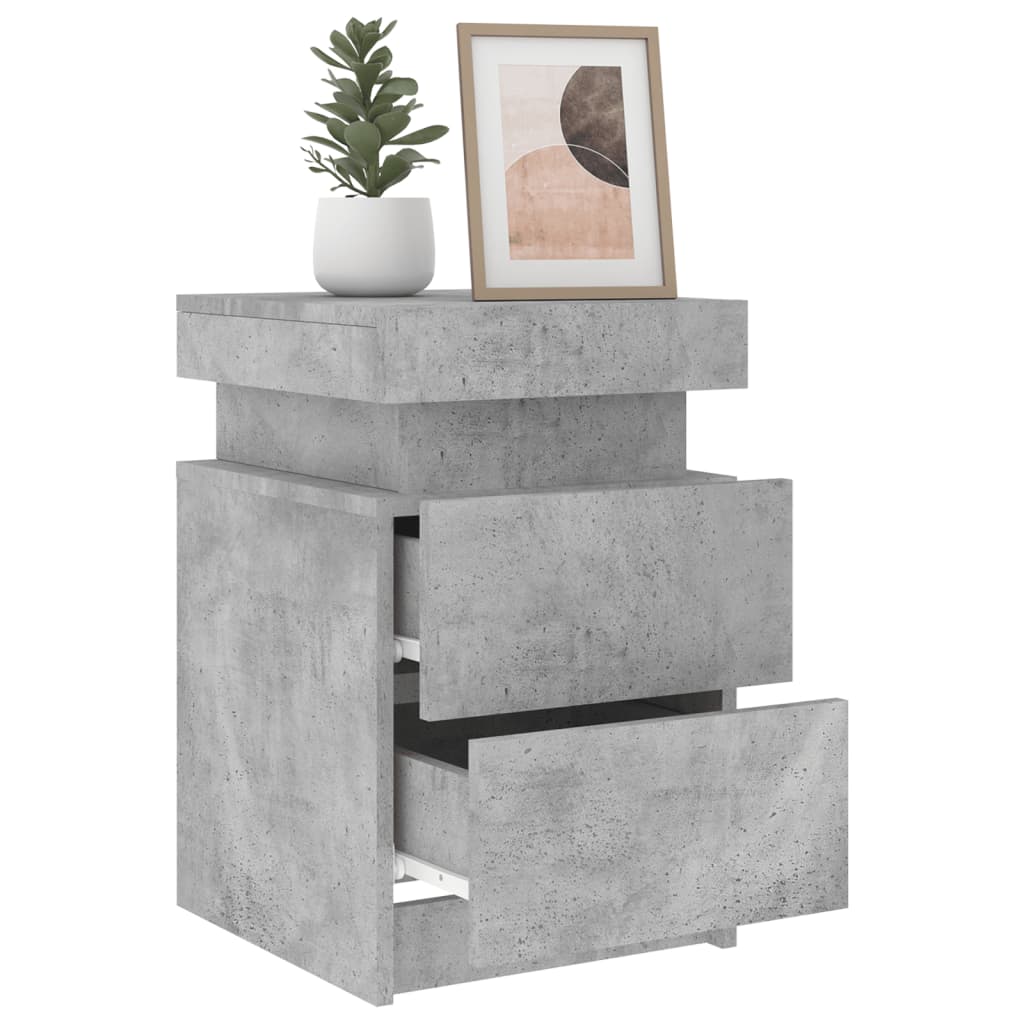 Bedside tables with LED lights 2 pcs. Concrete grey 35x39x55 cm