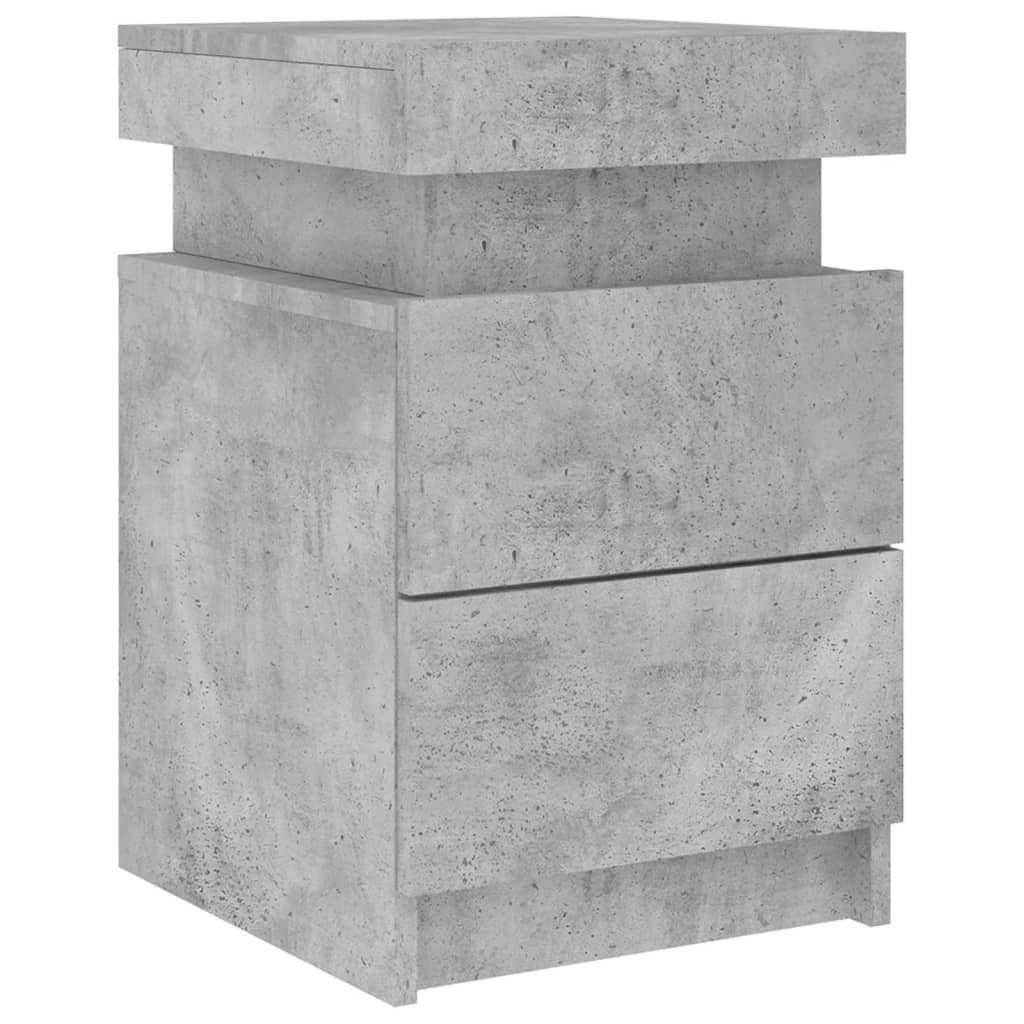 Bedside tables with LED lights 2 pcs. Concrete grey 35x39x55 cm