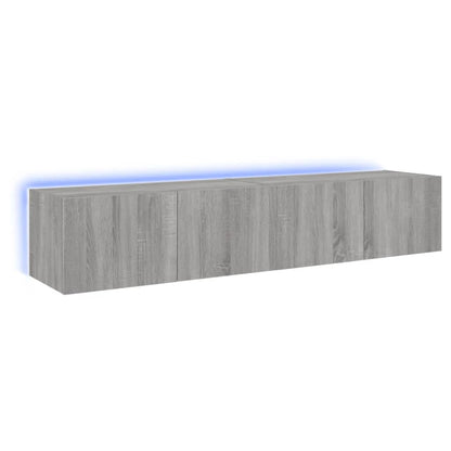 TV-Wandschränke mit LED-Leuchten 2 Stk. Grau Sonoma 80x35x31 cm