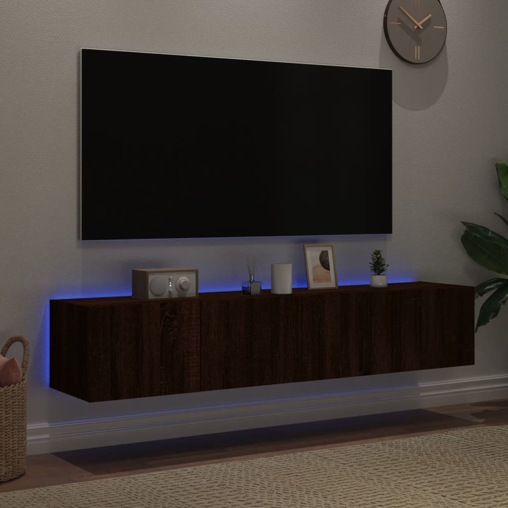 TV-Wandschränke mit LED-Leuchten 2 Stk. Braun Eichen-Optik