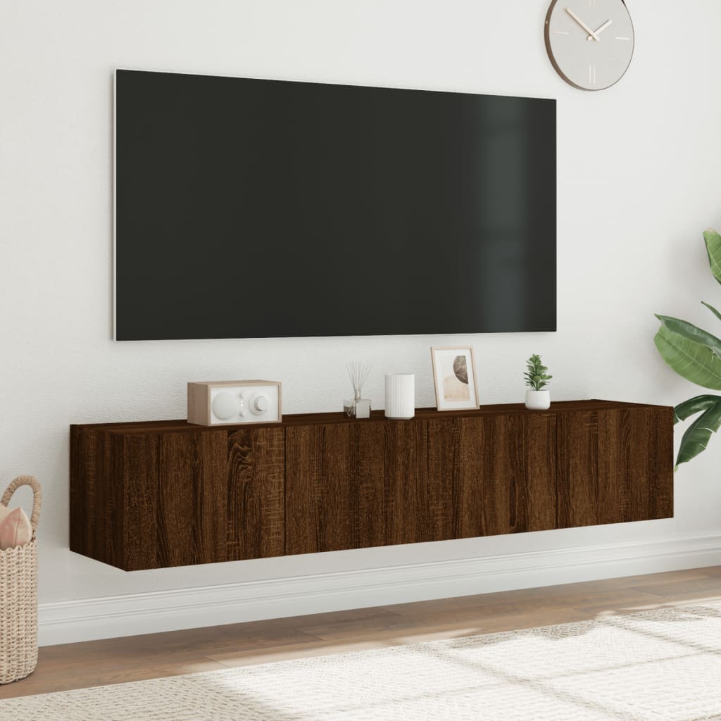 TV-Wandschränke mit LED-Leuchten 2 Stk. Braun Eichen-Optik