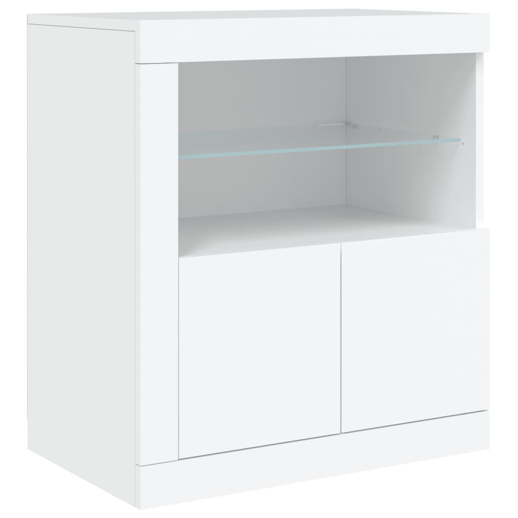 Sideboard mit LED-Leuchten Weiß 162x37x67 cm