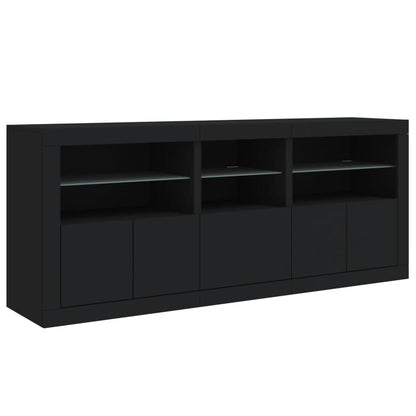 Sideboard mit LED-Leuchten Schwarz 162x37x67 cm